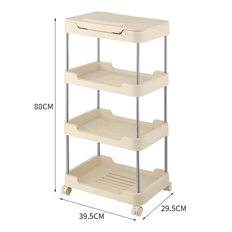 Multi-Layer Storage Rack Trolley with Laptop & Tablet Stand