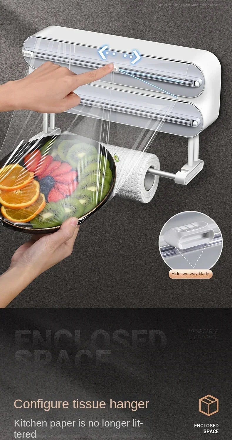 3 in 1 Magnetic Plastic Wrap Dispenser with Cutter