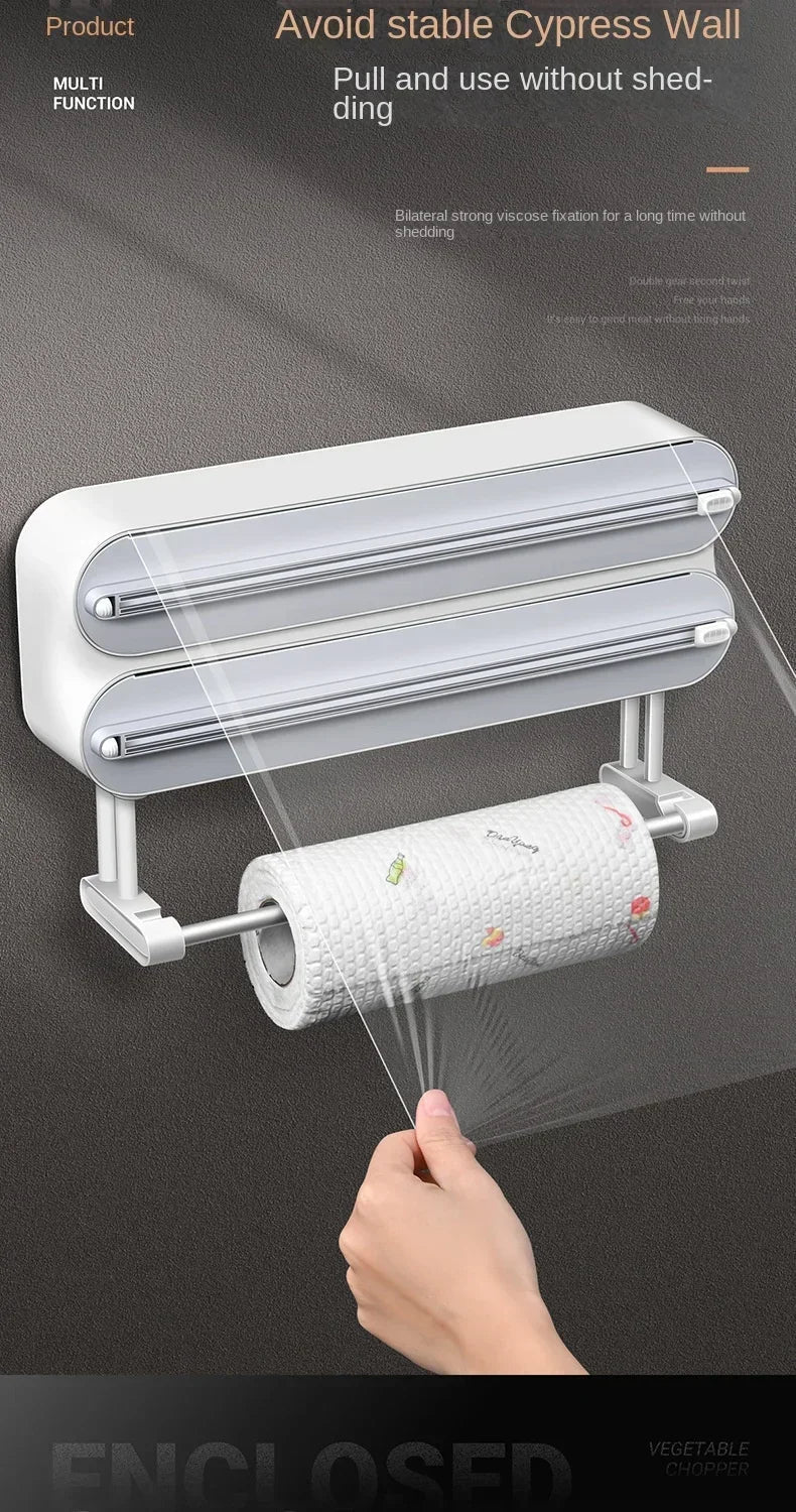 3 in 1 Magnetic Plastic Wrap Dispenser with Cutter