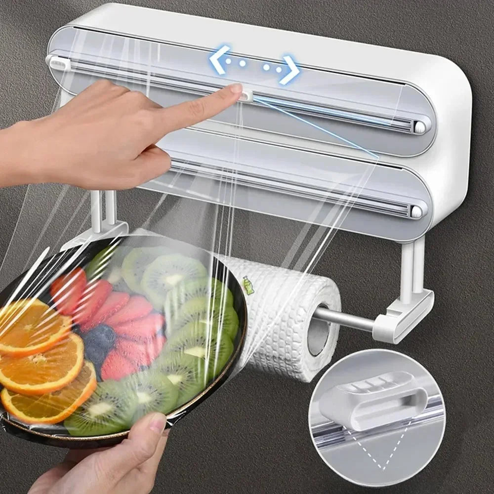 3 in 1 Magnetic Plastic Wrap Dispenser with Cutter