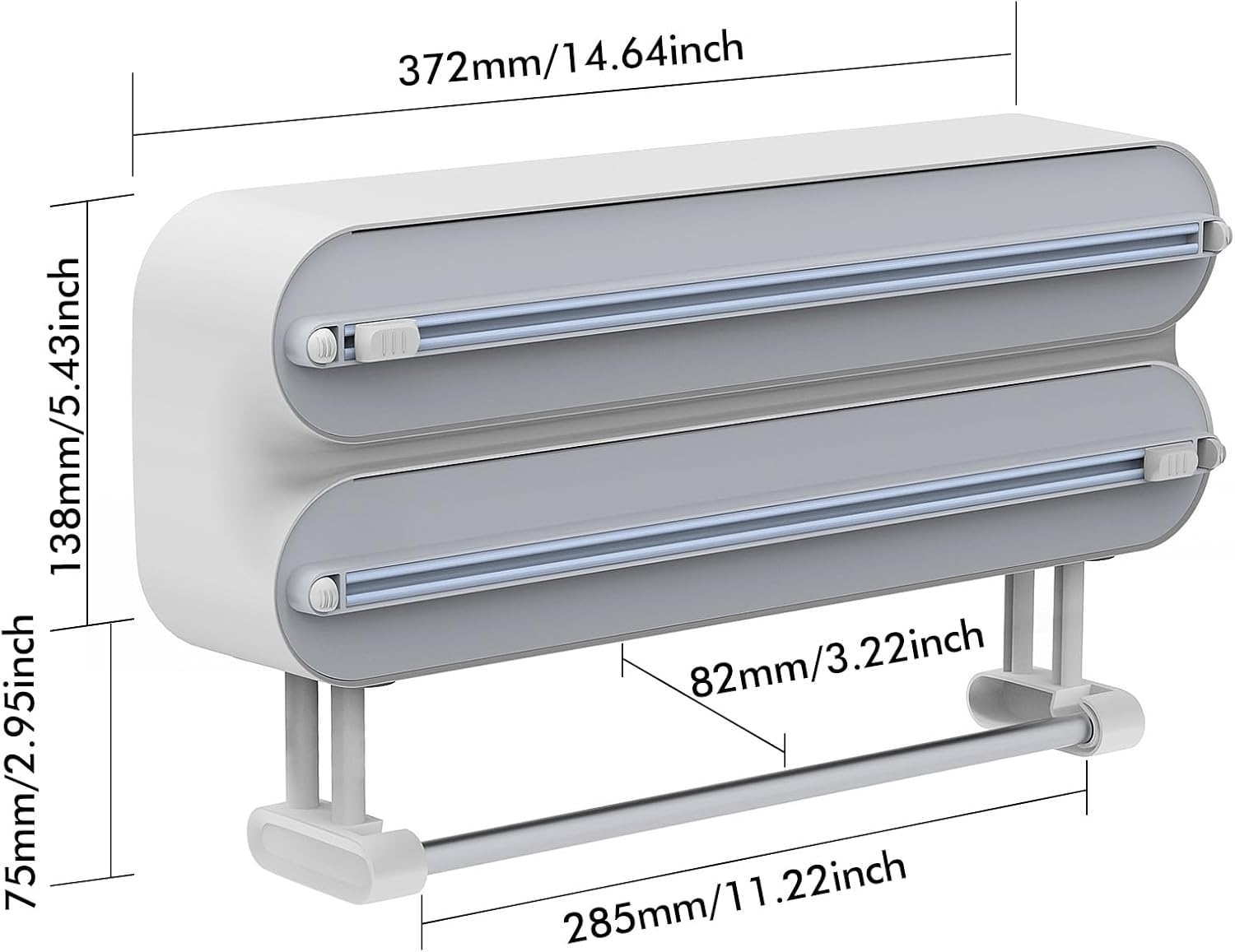 3 in 1 Magnetic Plastic Wrap Dispenser with Cutter